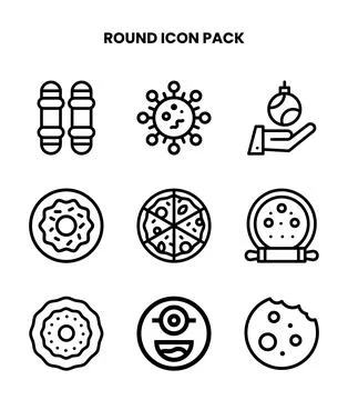 Round Line Graphics Icons Pack Stock Illustration