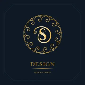 Round Line graphics monogram. Elegant art logo design. Letter S. Graceful   Stock Illustration