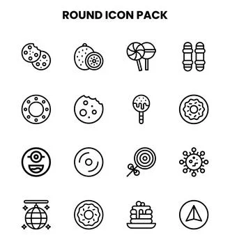 Round Line Icons Pack Stock Illustration