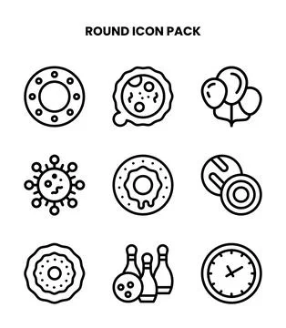 Round Line Icons Pack 스톡 일러스트