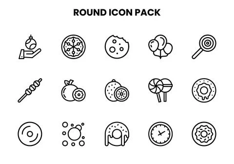 Round Line Scalable Icons Pack Illustrazione stock