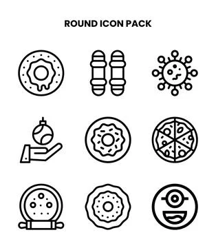 Round Line Vector Icons Pack Ilustración de archivo