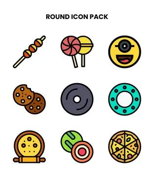 Round Lineal Color Bundle Icons Pack 스톡 일러스트