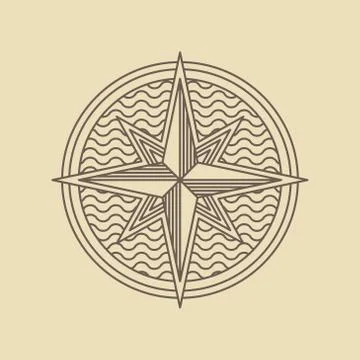 Round Linear Vintage Compass Logo. Stock Illustration