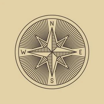 Round Linear Vintage Compass Logo. Stock Illustration