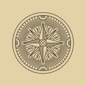 Round Linear Vintage Compass Logo. Stock Illustration