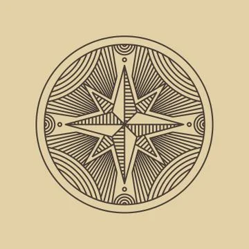 Round Linear Vintage Compass Logo. Stock Illustration