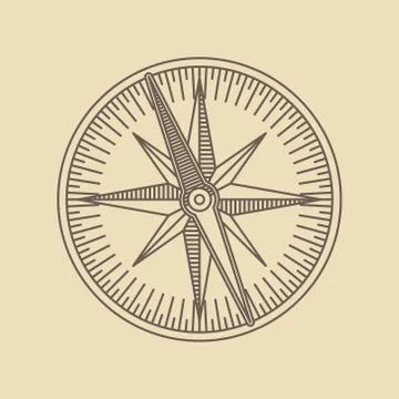 Round Linear Vintage Compass Logo. Stock Illustration