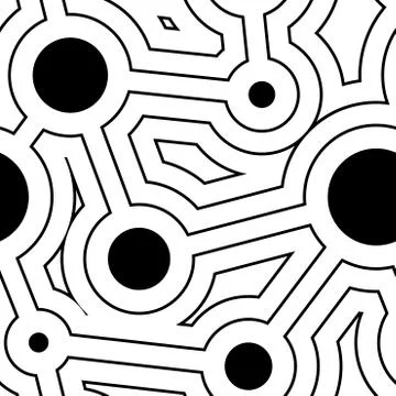 Round lines and circles geometry seamless pattern Stock Illustration