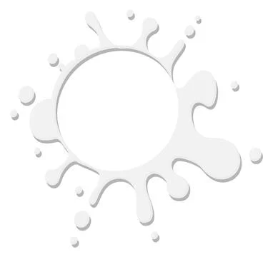 Round liquid splash logo template. White paint splatter Illustration