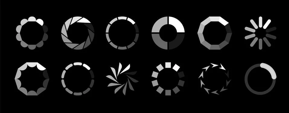 Round loader. Progressive internet buffering upload loading website interface Illustrazione stock