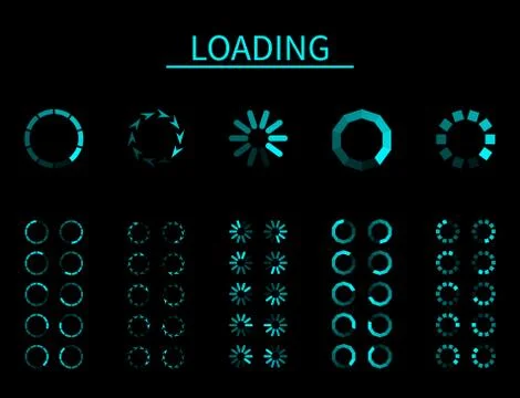 Round loader. Progressive internet buffering upload loading, frame animation Stock Illustration