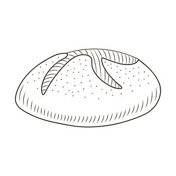 Round loaf bread in hand drawn style isolated on white background for poster Stock Illustration