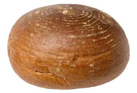 Round loaf of rye bread with a distinctive pattern on the crust. Isolated b.. 写真素材