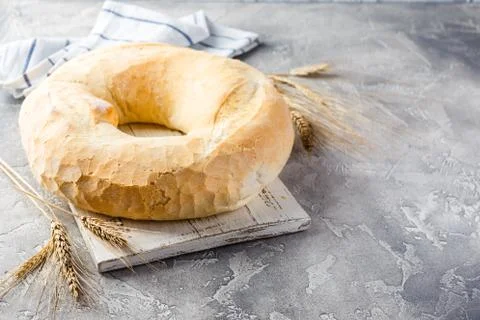 Round loaf of wheat bread Stock Photos