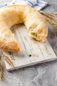 Round loaf of wheat bread Stock Photos
