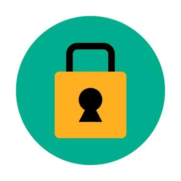 Round lock icon. Padlock vector icon showing security. Ilustración de archivo