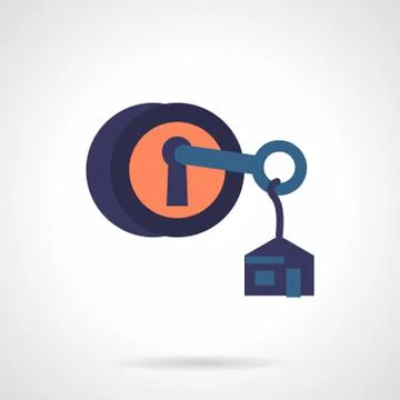 Round lock with key flat vector icon Stock Illustration