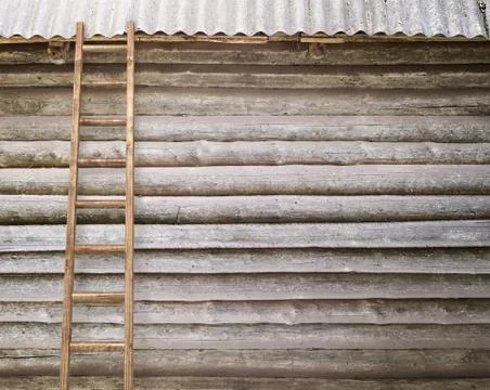 Round log wall background Stock Photos