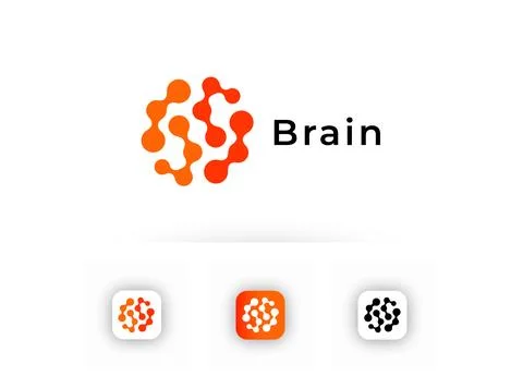 Round logo concept, connected points creative logotype for technology, science Stock Illustration