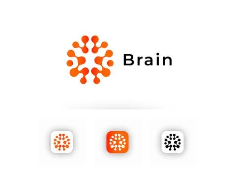 Round logo concept, connected points creative logotype for technology, science Stock Illustration