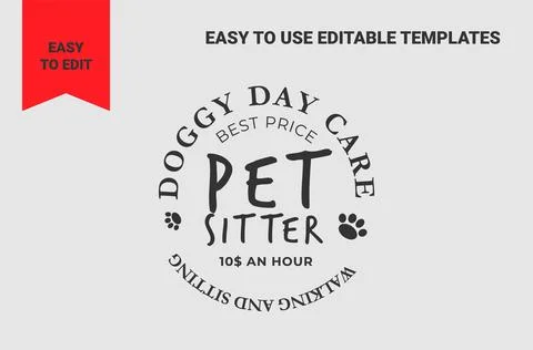 Round logo design. Editable template dog day care Stock Illustration