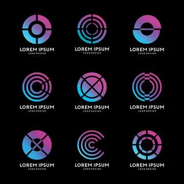 Round Logo Design Vector Set Stock Illustration