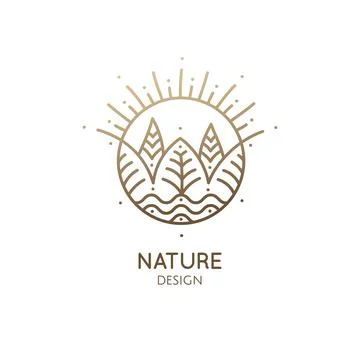 Round logo landscape Stock Illustration