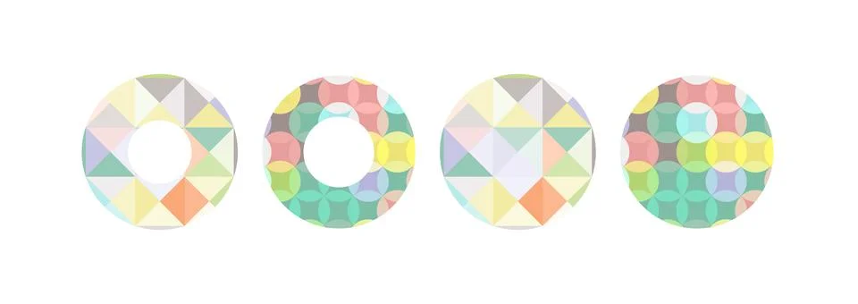 Round logo with triangular mosaic texture, vector logotype. Stock Illustration