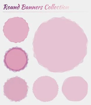 Round logos collection. Circular backgrounds in magenta colors. Neat vector.. Illustrazione stock