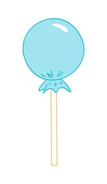 Round lollipop candy on stick in bright wrapper illustration isolated. Stock Illustration