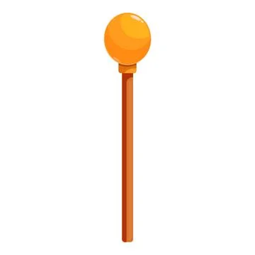 Round lollipop with orange candy and long wooden stick Stock Illustration