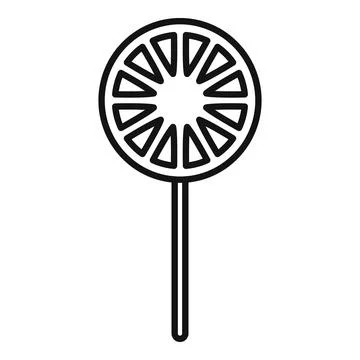 Round lollipop with triangular segments forming a decorative pattern is wai.. 스톡 일러스트