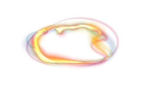 A round luminous translucent frame made of a beam of multicolored light. For  Stock Illustration