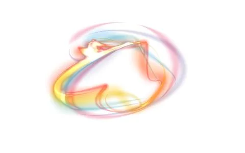 A round luminous translucent frame made of a beam of multicolored light. For  Stock Illustration