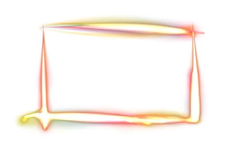 A round luminous translucent frame made of a beam of multicolored light. For  Stock Illustration