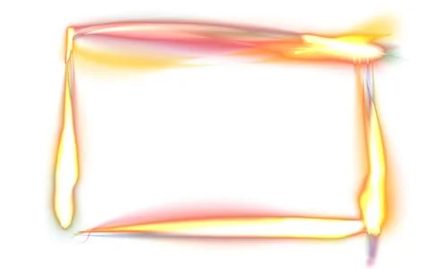 A round luminous translucent frame made of a beam of multicolored light. For  Stock Illustration