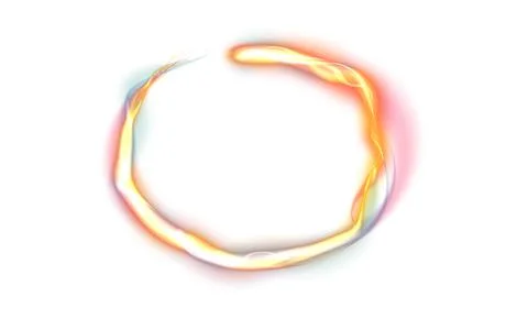 A round luminous translucent frame made of a beam of multicolored light. For  Stock Illustration