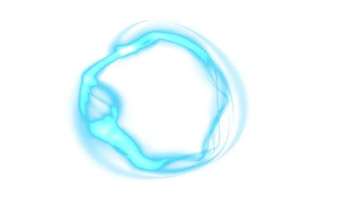 A round luminous translucent frame made of a beam of multicolored light. For  Stock Illustration