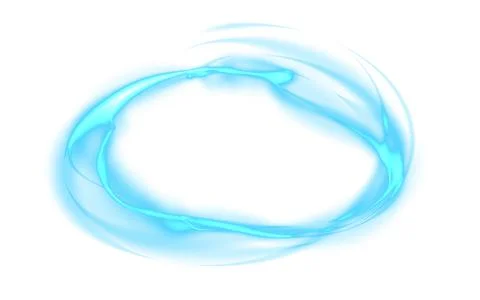 A round luminous translucent frame made of a beam of multicolored light. For  Stock Illustration