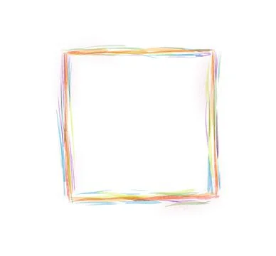 A round luminous translucent frame made of a beam of multicolored light. For  Illustrazione stock