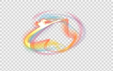 A round luminous translucent frame made of a beam of multicolored light. For  Stock Illustration