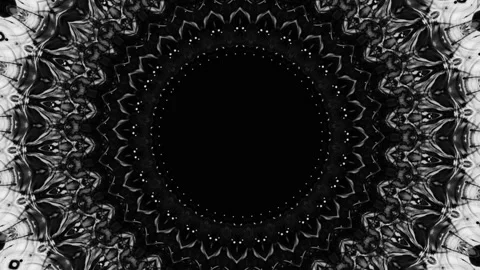 Round mandala black white kaleidoscope flicker Stock Footage 281702389