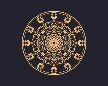 Round mandala design on white background. Mandala design for tile pattern Illustrazione stock