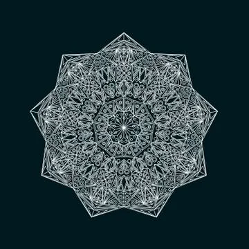 Round mandala isolated on dark background Stock Illustration