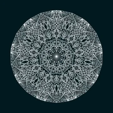 Round mandala isolated on dark background Stock Illustration