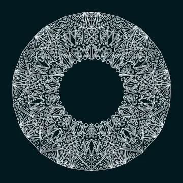 Round mandala isolated on dark background Stock Illustration