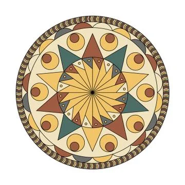 Round Mandala Pattern. Abstract design vector circle floral ornament, Illustrazione stock