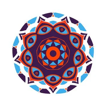 Round mandala pattern. Vector boho colorful illustration. Elegant ethnic desi Stock Illustration