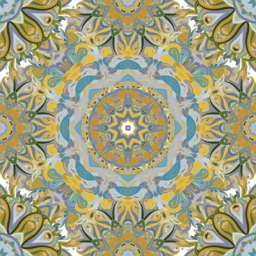 Round mandala seamless pattern. Arabic, Indian, Islamic, Ottoman ornament. Green Illustrazione stock